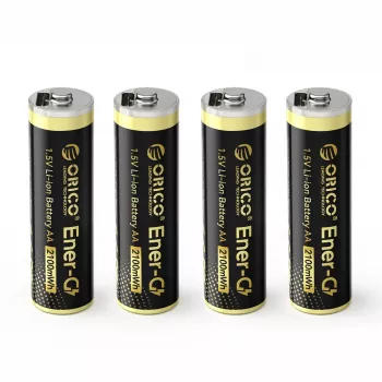 ORICO Ener-G EG5C 1,5 V 2100 mWh polnilna AA LiPo baterija s kablom za polnjenje USB-C, paket 4 kosov