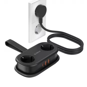 ORICO AP3 20W GaN podaljšek 5-v-1 2x AC + 2x USB-A + 1x USB-C – črno