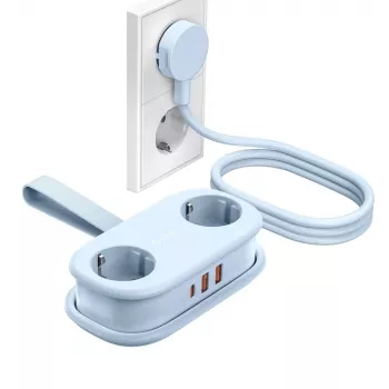 ORICO AP3 20W GaN podaljšek 5-v-1, 2x AC + 2x USB-A + 1x USB-C, modro
