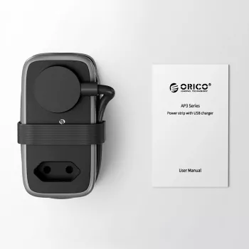 ORICO APP 15,5W 5-v-1 podaljšek z vtičnicami z 2x AC, 2x USB-A, 1x USB-C – črno
