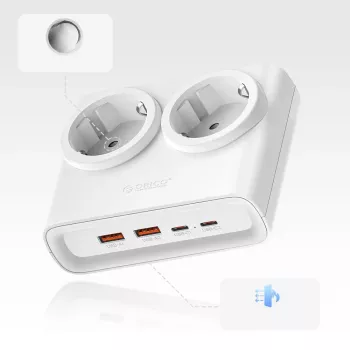 ORICO PDC25 podaljšek z vtičnicami 25W 6-v-1 2x AC + 2x USB-A + 2x USB-C – belo