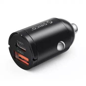 ORICO MiniRing 30W USB-A + USB-C polnilnik za avto, črn