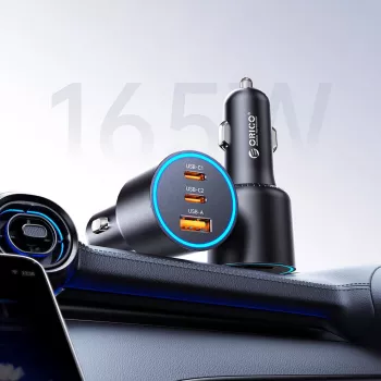 ORICO HyperDrive 165W polnilnik za avto USB-A + 2x USB-C, črn