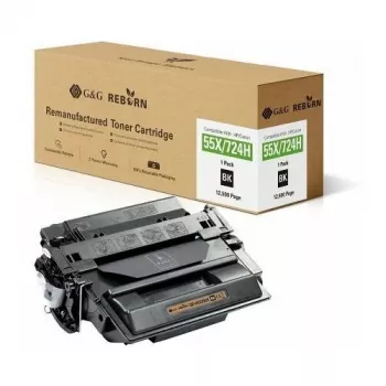 G&G Reborn obnovljena kartuša s tonerjem, združljiva s HP 55X / Canon 724H, črna, 12500 strani