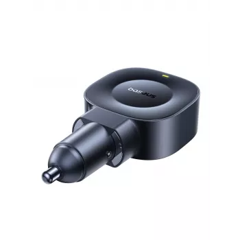 Baseus PrimeTrip VR2 45W + 45W avtopolnilnik z izvlečnim USB-C kablom - črn
