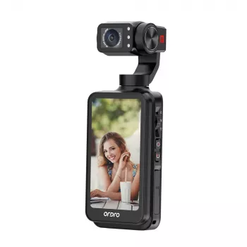 Ordro Pocket M5 5K akcijska kamera s 3-osnim gimbalom, 12MP, Wi-Fi, črna