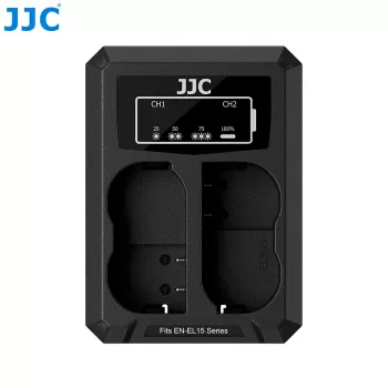 JJC dvojni USB polnilnik za 2x Nikon EN-EL15 EN-EL15a EN-EL15b EN-EL15c baterije