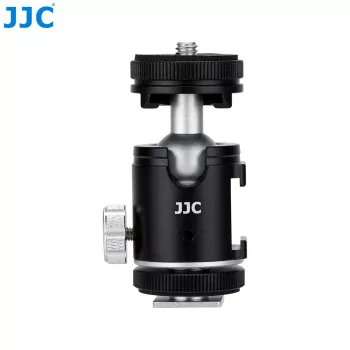 JJC BH-SM1 3D mini kroglična glava iz aluminijeve zlitine s 3 hladilnimi čevlji, vijak 1/4 inch, črna