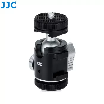 JJC BH-SM1 3D mini kroglična glava iz aluminijeve zlitine s 3 hladilnimi čevlji, vijak 1/4 inch, črna