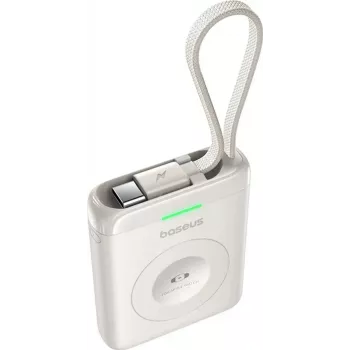 Baseus EnerFill FW11 5W prenosni polnilnik za Apple Watch z vgrajenim kablom - bel