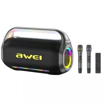 AWEI KT20 prenosni brezžični zvočnik 400W Bluetooth 5.3 s karaoke kompletom črn