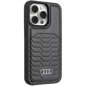 Audi trdi ovitek MagSafe iz umetnega usnja za iPhone 13 Pro Max 6,7 inch črn