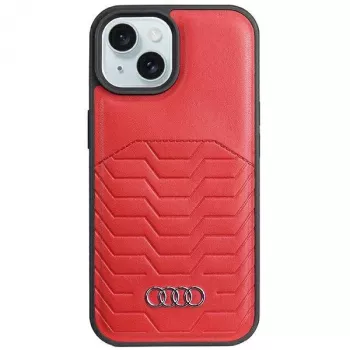 Audi umetno usnje MagSafe trda školjka za iPhone 15 / 14 / 13 6,1 inch - rdeča