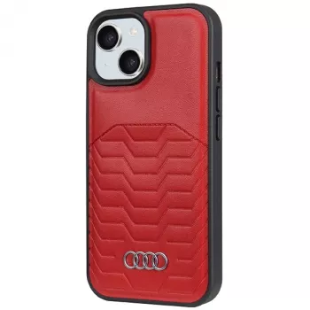 Audi umetno usnje MagSafe trda školjka za iPhone 15 / 14 / 13 6,1 inch - rdeča