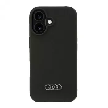 Audi silikonski ovitek za iPhone 16 6,1 inch, črna trda lupina AU-LSRIP16-Q3/D1-BK