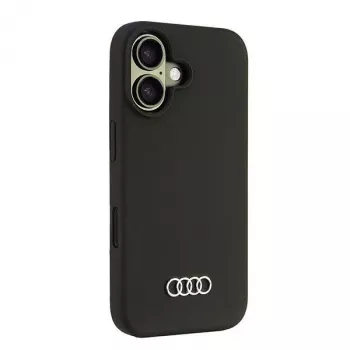 Audi silikonski ovitek za iPhone 16 6,1 inch, črna trda lupina AU-LSRIP16-Q3/D1-BK