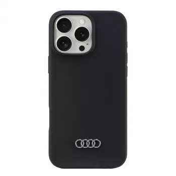 Audi silikonski ovitek za iPhone 16 Pro Max 6,9 inch, črn, trdi ovitek AU-LSRIP16PM-Q3/D1-BK