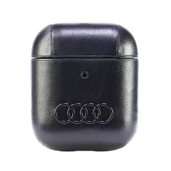 Audi ovitek iz usnja Big Logo za AirPods 1/2, črn AU-AP-GT/D3-BK