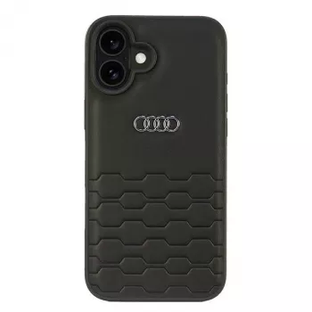 Audi trdi ovitek iz umetnega usnja za iPhone 16 Plus 6,7 palca - črn