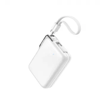 Joyroom JR-PBF27 Pro prenosna baterija 10000mAh 30W z vgrajenim kablom USB-C in dodatnim dvosmernim kablom USB-C na Lightning - bela
