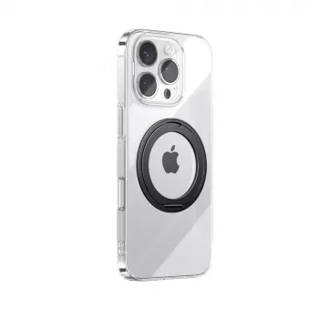 JOYROOM JR-16JL6 ultratanko ohišje MagSafe za iPhone 16 Pro Max s 360° vrtljivim obročastim stojalom - črno