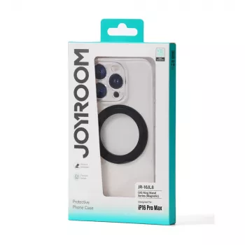 JOYROOM JR-16JL6 ultratanko ohišje MagSafe za iPhone 16 Pro Max s 360° vrtljivim obročastim stojalom - črno