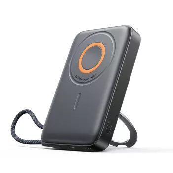 Prenosna baterija Joyroom JR-PBM02 22,5W 10000mAh 3-v-1 indukcijska magnetna, združljiva z MagSafe, z vgrajenim kablom - črna