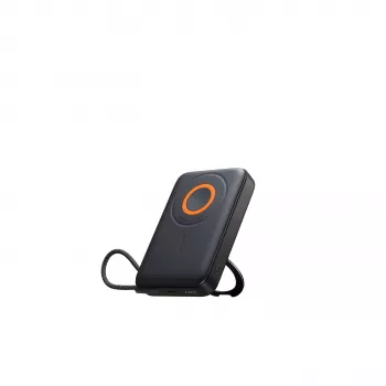 Prenosna baterija Joyroom JR-PBM02 22,5W 10000mAh 3-v-1 indukcijska magnetna, združljiva z MagSafe, z vgrajenim kablom - črna
