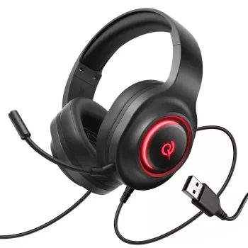 QCY V200 Pro žične igralne slušalke z virtualnim 7.1 surround zvokom in snemljivim mikrofonom - črne