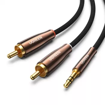 UGREEN avdio kabel 2x RCA (Cinch) na 3,5 mm, 2 m, črn