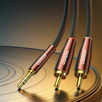 UGREEN avdio kabel 2x RCA (Cinch) na 3,5 mm, 2 m, črn