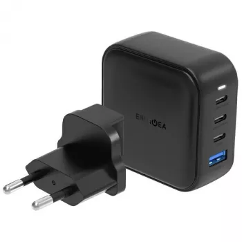 ENERGEA Travelite GAN100 100W GaN polnilnik USB-C 3C1A črn US+EU