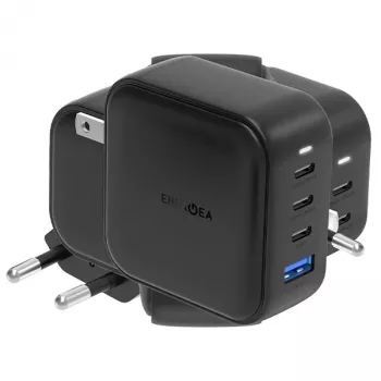 ENERGEA Travelite GAN100 100W GaN polnilnik USB-C 3C1A črn US+EU