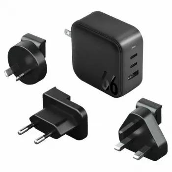 ENERGEA Travelite GAN66 66W GaN USB-C polnilnik 2C1A črn US+EU