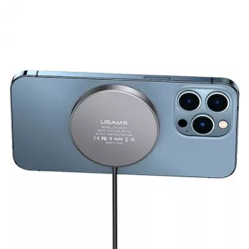 USAMS magnetni brezžični polnilnik 15W aluminij črn US-CD183
