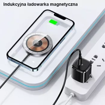 USAMS magnetni brezžični polnilnik 15W aluminij črn US-CD183