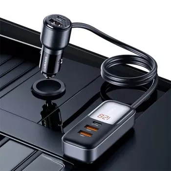 USAMS C40 avtomobilski polnilnik 3xUSB+2xUSB-C 165W PD+QC hitro polnjenje, črn CC213CC01 (US-CC213)