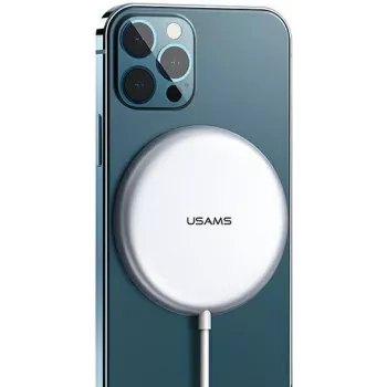 USAMS US-CD160 magnetni brezžični polnilnik 15W aluminij srebrn za iPhone 12/13/14/15 serijo
