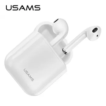 USAMS LU Series True Wireless Stereo Bluetooth 5.0 ušesne slušalke s polnilnim ohišjem, bele, BHULU01 (US-LU001)