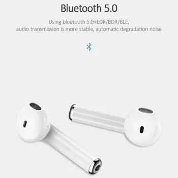 USAMS LU Series True Wireless Stereo Bluetooth 5.0 ušesne slušalke s polnilnim ohišjem, bele, BHULU01 (US-LU001)