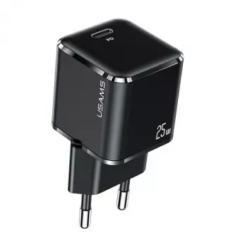 USAMS T42 Mini 25W USB-C PD3.0 hitri polnilnik (samo glava) črn CC140TC01