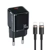 USAMS T45 30W PD3.0 USB-C hitri polnilnik s kablom U63 USB-C na Lightning, črn, UXTZH01