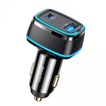 USAMS T43 33W PD3.0 QC3.0 stenski polnilnik s kablom USB-C na Lightning 1,2m, črn