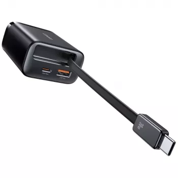 USAMS Xiang Series CC296 30W stenski polnilnik z USB-C in USB-A, črn