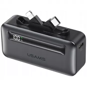 Powerbank USAMS XB-Series CD233 5000mAh PD 20W z USB-C / Lightning kablom srebrn