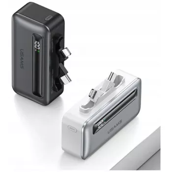 Powerbank USAMS XB-Series CD233 5000mAh PD 20W z USB-C / Lightning kablom srebrn