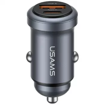 USAMS avtomobilski polnilnik 30W USB-A USB-C CC322