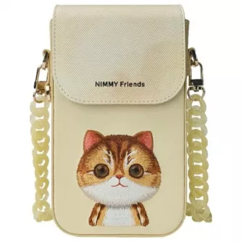 Nimmy 3-v-1 torbica za telefon, denarnica in etui z sledilnikom – khaki – Big Eyed Pet 2.0 Cat