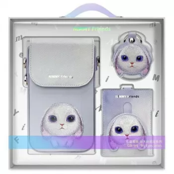 Nimmy 3-v-1 torbica za telefon, denarnica in etui z sledilnikom – vijolična Big Eyed Pet 2.0 Rabbit