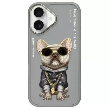 Nimmy zaščitni ovitek za Apple iPhone 16 6,1 inch, siv Glasses Cool Dog